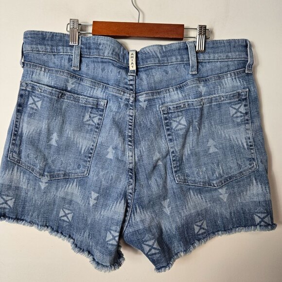 Ariat Women's Size 33 High-Rise Southwest Laser 3" Denim Cut-Off Jean Shorts - Picture 3 of 10
